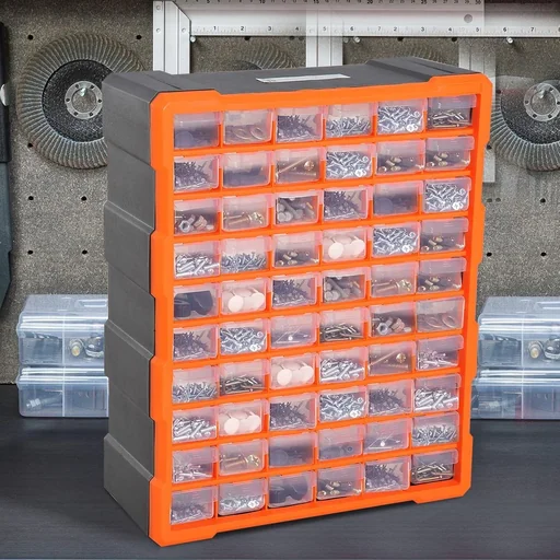 "Kleinteilemagazin mit 70 Fächer orange image"