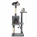 Katzenkratzbaum mit Sisalpfosten 120 cm Pfotenauflage grau
