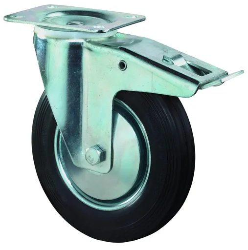 "Lenkrolle mit Vollgummi Reifen und Feststeller Durchmesser 160mm image"
