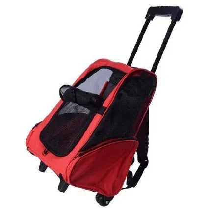 "2in1 Hundetrolley Transporttasche Tragetasche Tiere Rucksack Trolley rot image"