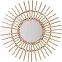 Spiegel rund - 58 cm -Braun/Rotan