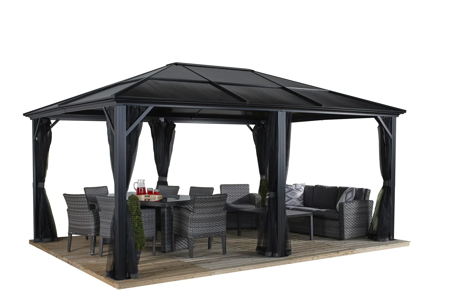 Sojag Aluminium Pavillon Meridien, anthrazit - mit Moskitonetzen
