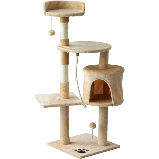 "Katzenbaum Kratzbaum Schlafhöhle Spielbaum 4 Schichte Beige image"