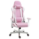 Gamingstuhl mit Kopfstütze Lendenkissen Bürostuhl höhenverstellbar Schaumstoff Kunstleder Nylon Rosa+Weiß 71 x 73 x 128-