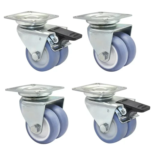 "Strandkorbrollen 4 teiliges Set / Doppelrollen ULTRASOFT - Ø 50 mm, 2 Feststeller, Tragkraft 300 kg / Set, 02155200 image"