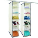 2x Garderobenbügel mit 6 Fächern in beige/blau