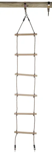 "Strickleiter mit 6 Holz-Sprossen und 4 Ringen für eine Schaukel - Höhe von 2,65 m image"