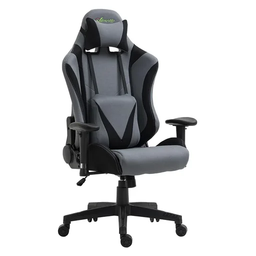 "Gaming Stuhl Ergonomischer Bürostuhl Drehstuhl mit Kissen und Rückenlehne verstellbar Schaumstoff Spandex-Gewebe Schwarz image"