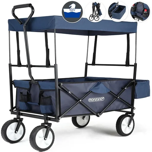 "Trolley mit Schattentuch / Regendach - Dunkelblau - Zusammenklappbar - 70 kg / 100L image"