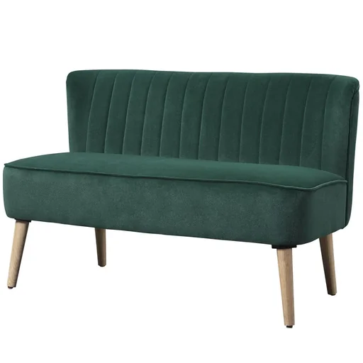 "2-Sitzer Stoffsofa Polstersofa Sitzmöbel Loungesofa Holz Samtartiges Polyster Schaumstoff Dunkelgrün 117 x 56,5 x 77 cm image"