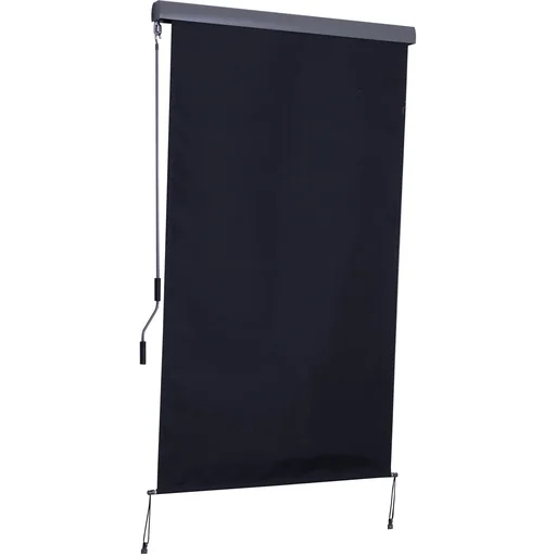"Seitenmarkise Windschutz Sichtschutz mit Handkurbel Polyester + Aluminium Grau 120 x 200 cm image"