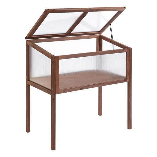 "Hochbeet aus Holz Frühbeet Gewächstisch Kräuterbeet Pflanzkasten für Garten, Balkon und Terrasse Braun Tannenholz PC-Pla image"