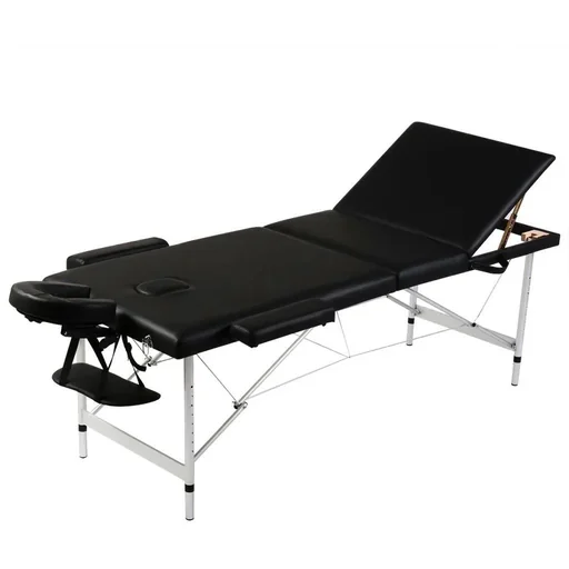 "Klappbare Massageliege 3 Zonen mit Aluminiumrahmen (schwarz) image"