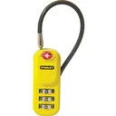 Vorhängeschloss für Reisegepäck - Zink - 20 Mm - 3 Zahlen - mit Kabel - Gelb