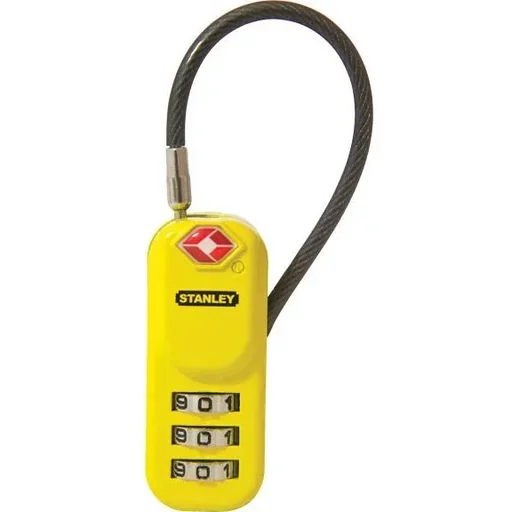 "Vorhängeschloss für Reisegepäck - Zink - 20 Mm - 3 Zahlen - mit Kabel - Gelb image"