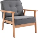 Einzelsofa Loungesessel Polsterstuhl mit Armlehnen Holzrahmen Leinen Grau 64,5 x 70 x 70 cm