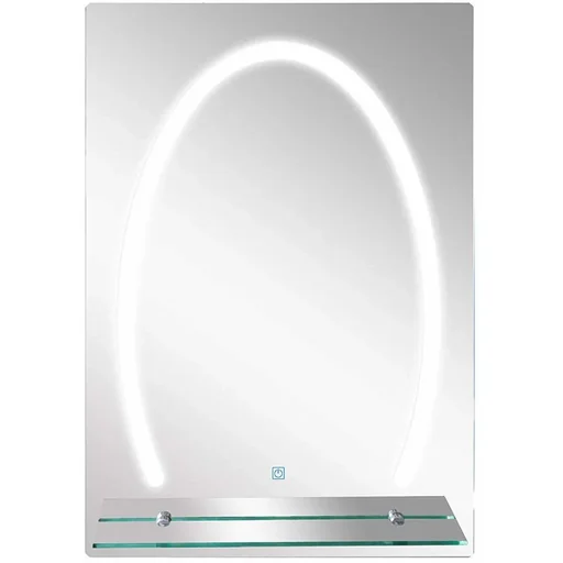 "kleankin® LED Badspiegel Badezimmerspiegel Glas-Ablage 30W 70x50cm image"