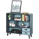 Bücherschrank mit 2 Schubladen, blau