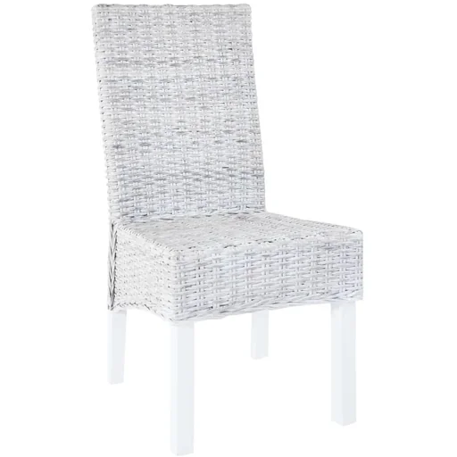 "Esszimmerstühle 2pcs kubu rattan und mango holz grau image"