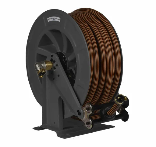 "Schlauchaufroller Stahl/ABS-Kunststoffgehäuse OSK 610 mit 15 m, 1" Gummischlauch ET, max. 15bar/90°C image"