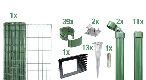 "Fix-Clip Pro als Zaun-Komplettset, mit Einschlagbodenhülse, grün, Höhe 81 cm, Länge 25 m image"