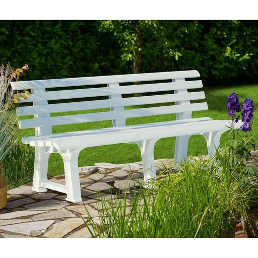 "Gartenbank 145x49x74 cm - Weiß- 3 Personen image"