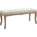 Polsterbank Sitzbank Truhenbank Schuhbank Vintage Bettbank Schlafzimmer Wohnzimmer Flur Gummiholz Leinen Beige 110 x 38