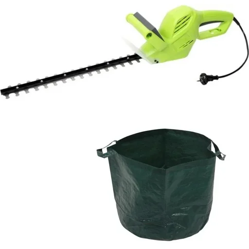 "Elektrische Garten-Heckenschere - 500 Watt - 1500 U/min - Klingenlänge 410 mm + INKLUSIVE Gartenabfallsack - 65 L image"