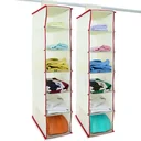 2x Garderobenbügel mit 6 Fächern in beige/rot