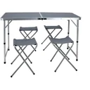 Campingset 5-teilig - Campingtisch mit 4 Klappstühlen - 120x60xH70cm - Grau