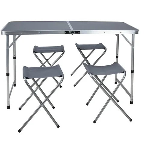 "Campingset 5-teilig - Campingtisch mit 4 Klappstühlen - 120x60xH70cm - Grau image"