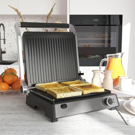 "Kontaktgrill - Silber/Schwarz - 36,6 x 35,7 x 16,2 cm image"