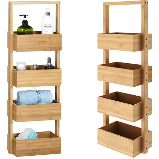 "Badezimmerschrank Bambus 88x16x28cm image"