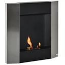 Ethanol-Kamin Bio-Ethanol-Brenner 1800W 0,7L 1 Std. Brenndauer kein Rauch wandmontiert Stahl Rostfreier Stahl Silber+Sch