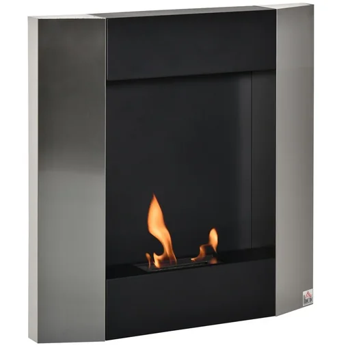"Ethanol-Kamin Bio-Ethanol-Brenner 1800W 0,7L 1 Std. Brenndauer kein Rauch wandmontiert Stahl Rostfreier Stahl Silber+Sch image"