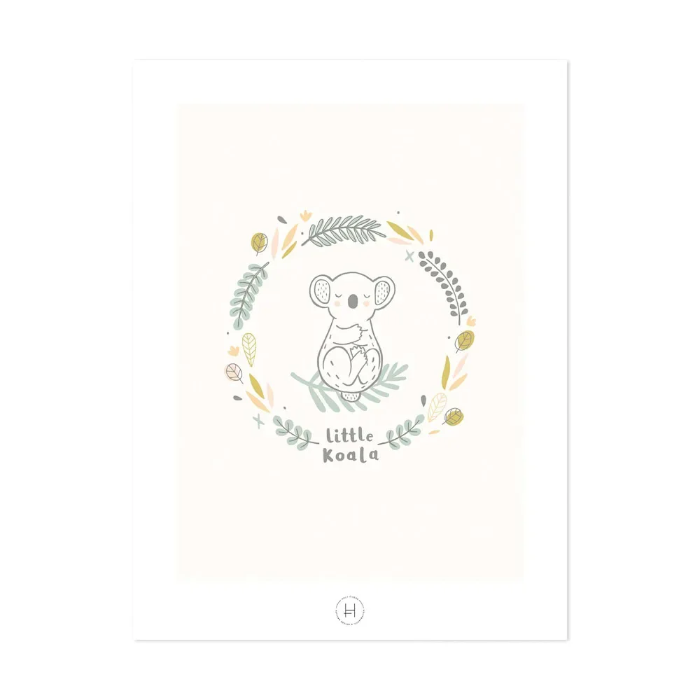 Lilipinso Poster Kleiner Koala creme grün grau