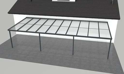 "Terrassendach Premium, anthrazit, 10140 x 4060 mm - Acryl Stegplatten 16mm, klar image"