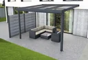 Terrassendach Premium, anthrazit, 3094 x 3060 mm - Acryl Stegplatten 16mm, bronze