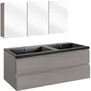 Concept Badezimmermöbel met Spiegelschrank 120cm - gris/schwartz