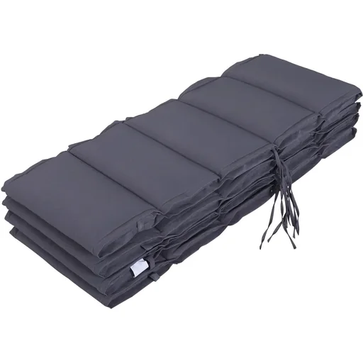 "4er-Set Liegenauflage Liegenpolster Gartenliege faltbar 5 Segmente Polyester + Baumwollfaser Grau 118 x 48 x 4,5 cm image"