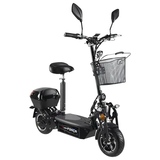 Forca E-Roller Camper Safety Plus 20 km/h inkl. Einkaufskorb, Blinkanlage, Gepäck-Case und Lithium-Akku schwarz