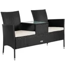 Gartenbank / Love Bench mit Box / Tisch mit Sitzkissen 143x64x87cm - Schwarz