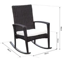 Polyrattan Schaukelstuhl mit Kissen braun/cremeweiß