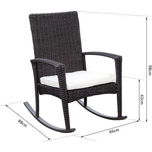 "Polyrattan Schaukelstuhl mit Kissen braun/cremeweiß image"