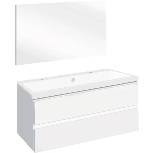 "Concept Badezimmermöbel met spiegel 100cm - Weiss/Weiss image"