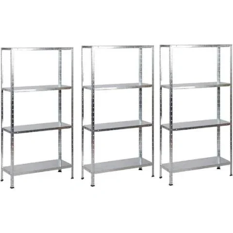 "3 Stück Metall-Lagerregal / Fachbodenregal - 200 kg Tragfähigkeit - (BxTxH) 75x30x150 cm - Verzinkt image"