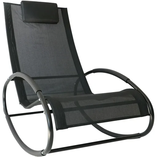 "Schaukelstuhl Schaukelliege Gartenliege Schwungliege 1 x Kopfkissen wetterfest Schwarz bis 120 kg 105 x 62 x 88 cm image"