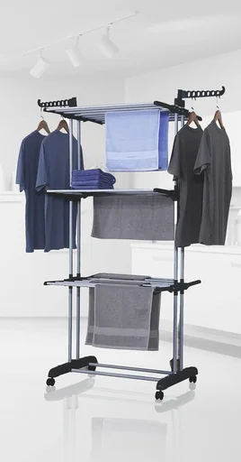 "Turmwäscheständer XXL, Schwarz/ Silber image"
