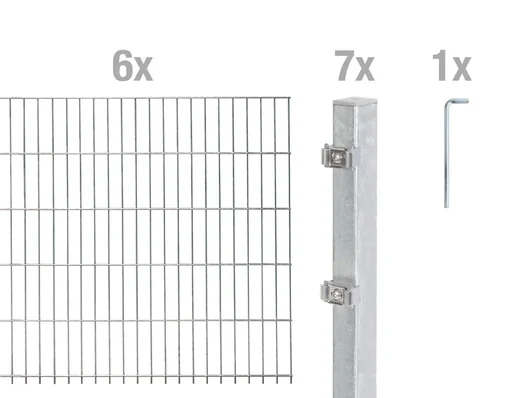 "Doppelstabmattenzaun Komplettset, feuerverzinkt, Höhe 100 cm, Länge 12 m image"
