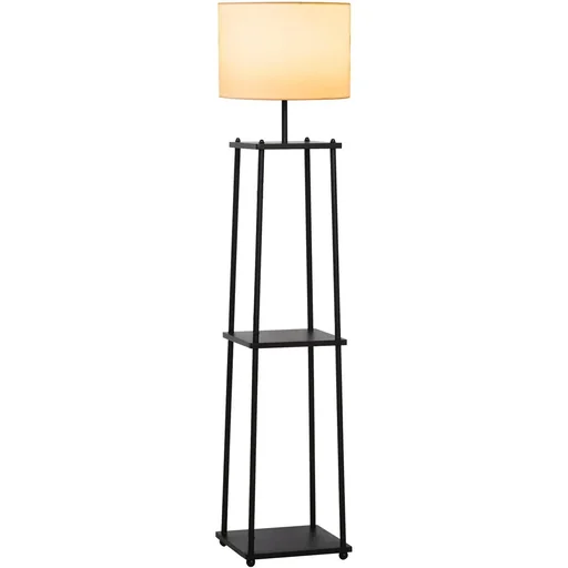 "Stehlampe mit Ablagefläche Schwarz+Cremeweiß image"